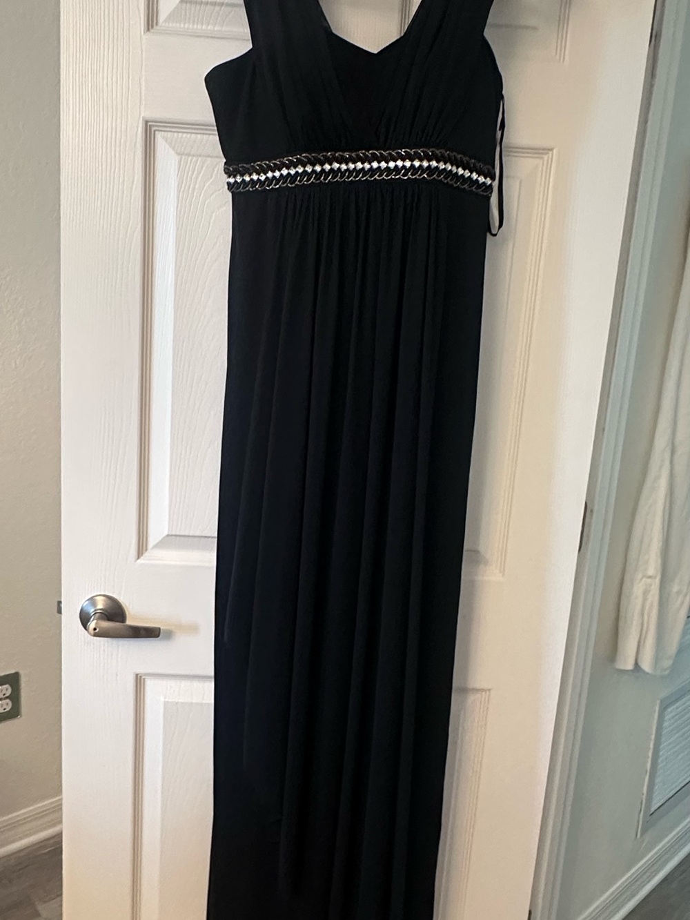 Black Maxi Dress with Silver Embellished Waist
